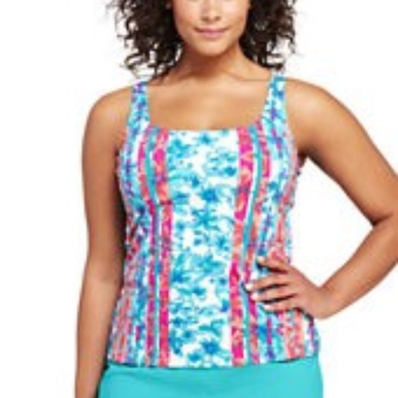 Women's Chlorine Resistant Square Neck Tankini Swimsuit with skirt - Picture 1 of 4